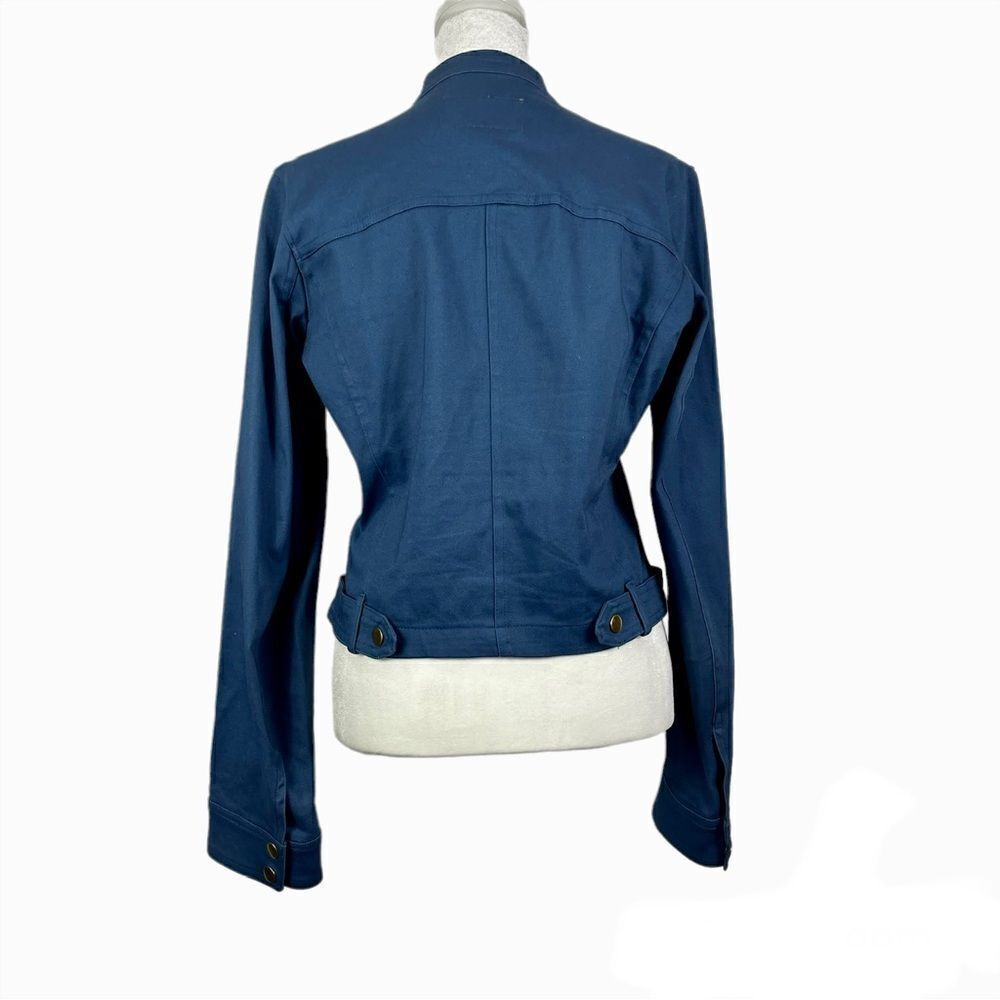 NEW Maralyn & Me Moto Peacock Blue Zipper Short Jacket Size Medium - Picture 3 of 4